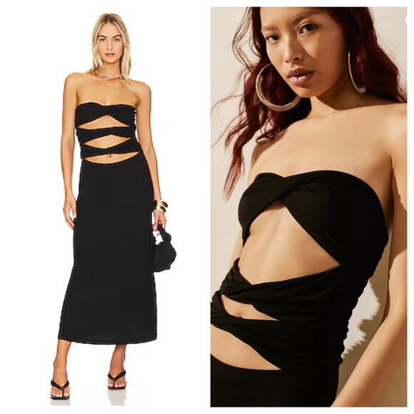 Free People Embrace Maxi Dress NEW Womens M Black Beach Cutout Resort Vacay Sexy - Picture 1 of 12